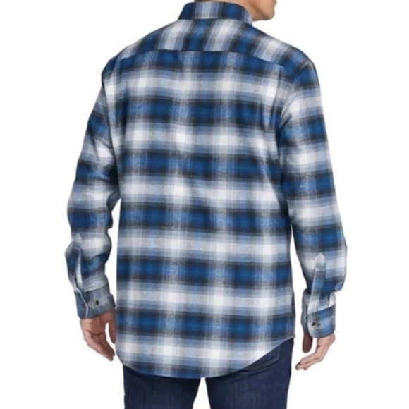 Pendleton‎ Mason Flannel Shirt Plaid, Blue Plaid Size Medium NWT - Picture 2 of 3